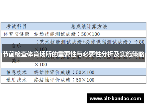 节前检查体育场所的重要性与必要性分析及实施策略