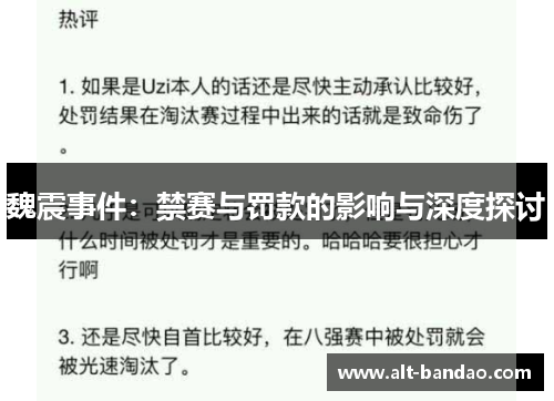 魏震事件：禁赛与罚款的影响与深度探讨